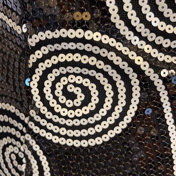 Cache Y2K Glam Black & White Sequin Embellished Swirl Mini Party Dress Size 6 - Picture 7 of 9